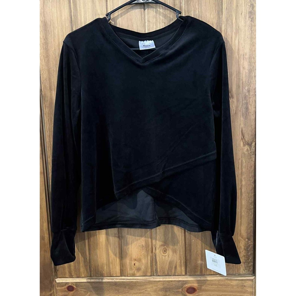 Laundry By Shelli Segal Blouse Top Womens M Black V-Neck Long‎ Sleeve Pullover